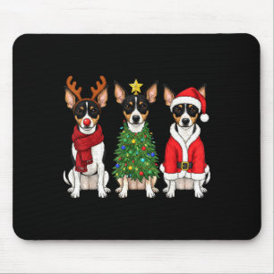 Retro Christmas Rat Terrier Santa Reindeer Dog Lov Mouse Pad