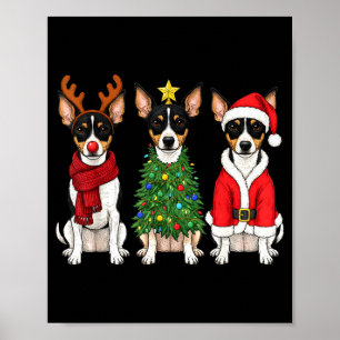 Retro Christmas Rat Terrier Santa Reindeer Dog Lov Poster