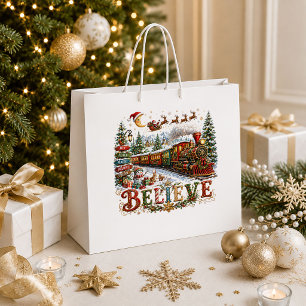 Retro Christmas Red Green Holiday Gift Bag Design