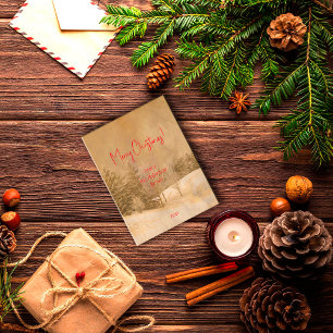 Retro Christmas red typography  Postcard