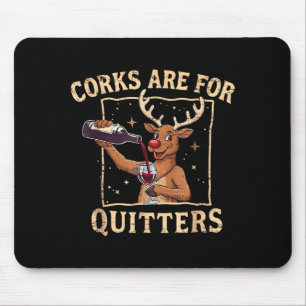 Retro Christmas Reindeer Drink Wine Corks Are For Mouse Pad
