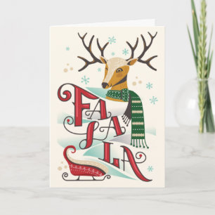 Retro Christmas Reindeer FaLaLa Holiday Card