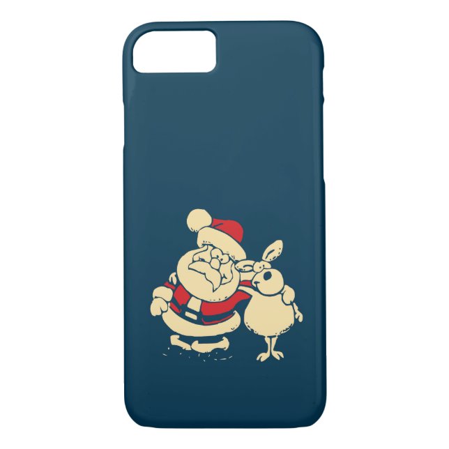 Retro Christmas Santa and his Reindeer Buddy Case-Mate iPhone Case (Back)