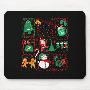 Retro Christmas Santa Claus Cocoa Xmas Tree Snowma Mouse Pad