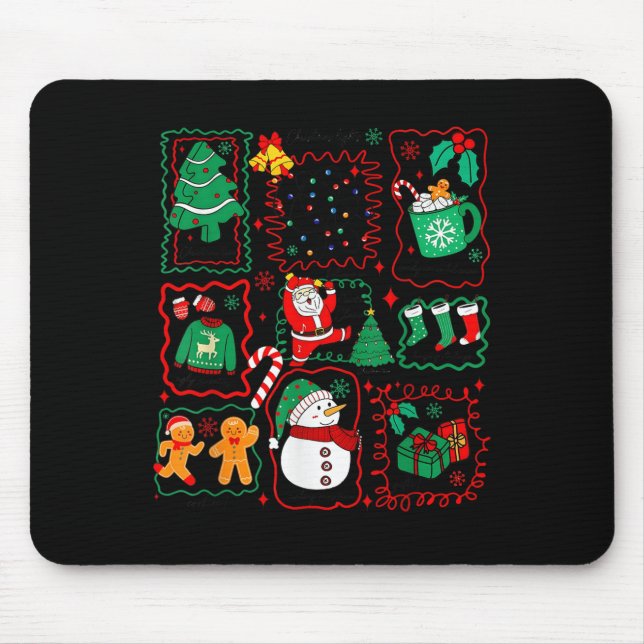 Retro Christmas Santa Claus Cocoa Xmas Tree Snowma Mouse Pad (Front)