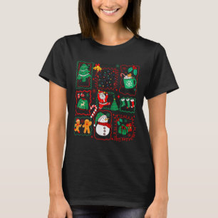Retro Christmas Santa Claus Cocoa Xmas Tree Snowma T-Shirt