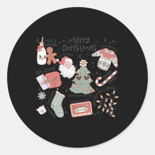 Retro Christmas Santa Claus Cookie Ugly Christmas  Classic Round Sticker