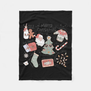 Retro Christmas Santa Claus Cookie Ugly Christmas  Fleece Blanket