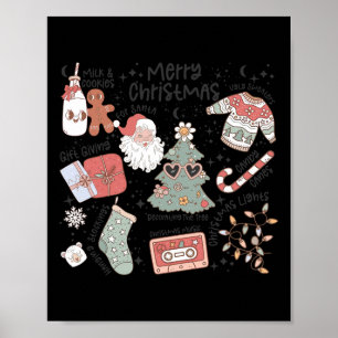 Retro Christmas Santa Claus Cookie Ugly Christmas Poster