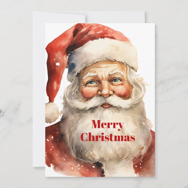 Retro Christmas Santa Claus Holiday Card (Front)