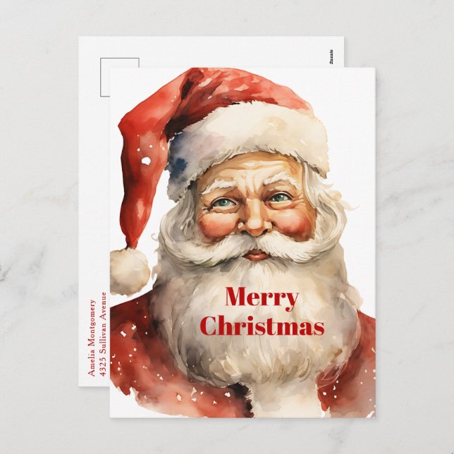 Retro Christmas Santa Claus Holiday Postcard (Front/Back)