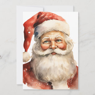 Retro Christmas Santa Claus Party Text on Back Invitation