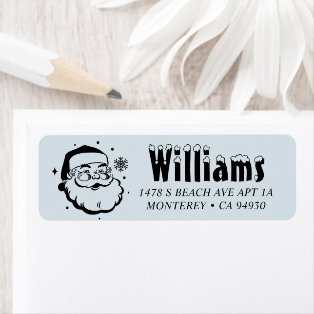 Retro Christmas Santa Claus Snow Return Address Label (Insitu)