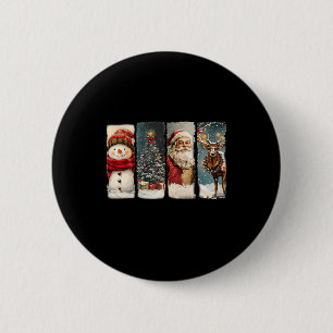 Retro Christmas Santa Claus Snowman Reindeer For W 6 Cm Round Badge