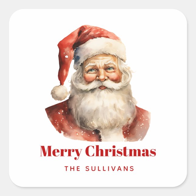 Retro Christmas Santa Claus Square Sticker (Front)