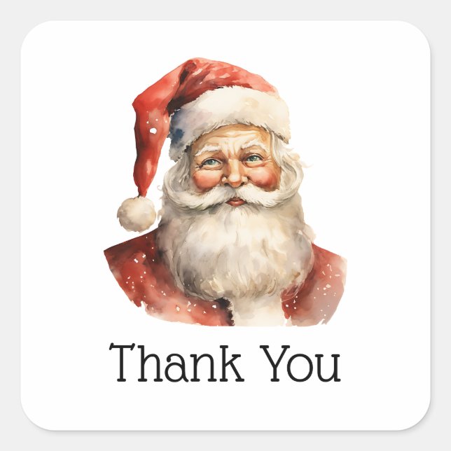 Retro Christmas Santa Claus Thank You Square Sticker (Front)