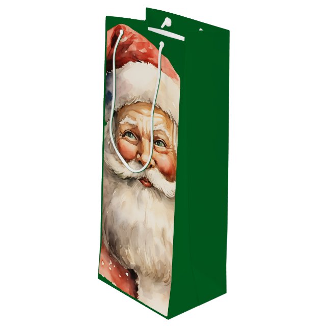  Retro Christmas Santa Claus Wine Gift Bag (Back Angled)