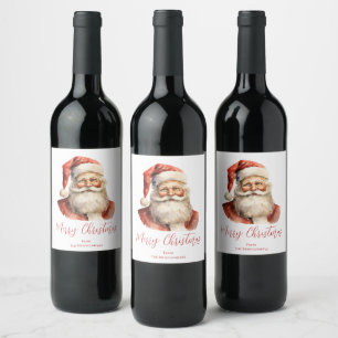 Retro Christmas Santa Claus Wine Label