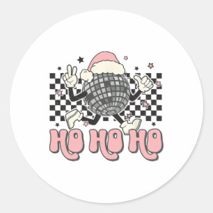 Retro Christmas Santa Disco Ll Ho Ho Ho Very Merry Classic Round Sticker
