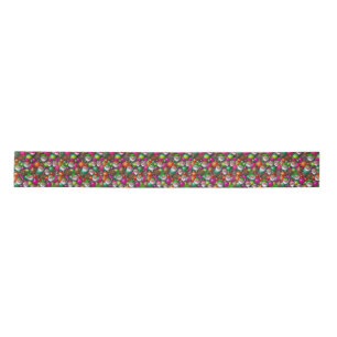 Retro Christmas Santa Face Pattern Satin Ribbon