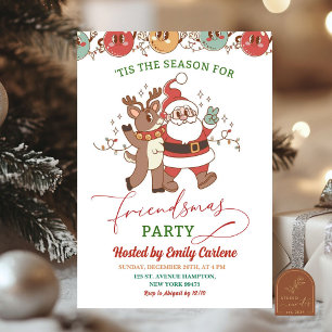Retro Christmas Santa Friendsmas Holiday Party Invitation