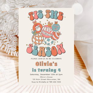 Retro Christmas Santa Holiday Birthday Invitation