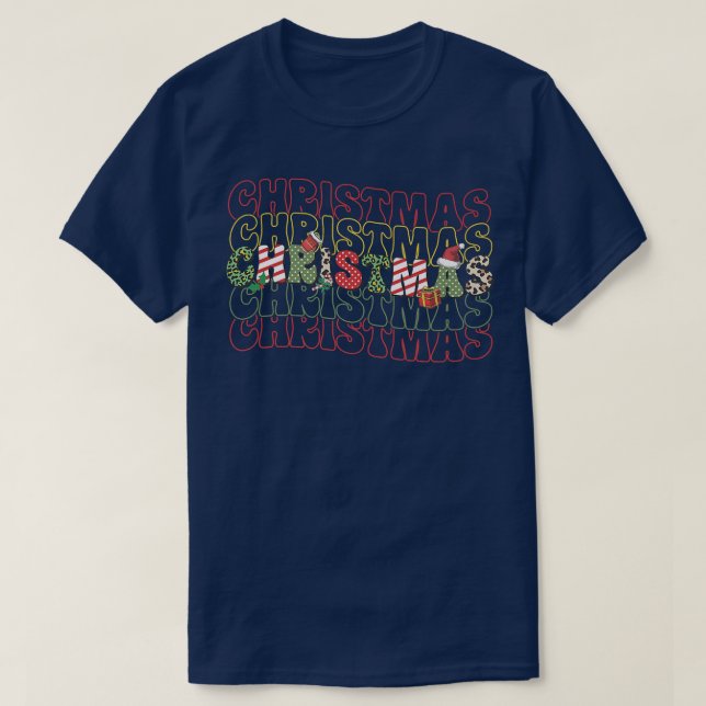 Retro Christmas Santa Merry Christmas Family Pajam T-Shirt (Design Front)