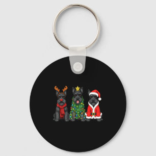 Retro Christmas Scottierrier Santa Reindeer Dog Lo Key Ring