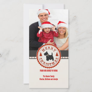 Retro Christmas Scottish Terrier Dog Custom Photo Holiday Card
