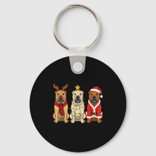 Retro Christmas Shar Pei Santa Reindeer Dog Lover Key Ring