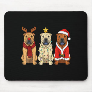 Retro Christmas Shar Pei Santa Reindeer Dog Lover  Mouse Pad