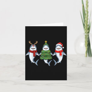 Retro Christmas Shark Santa Reindeer  Card