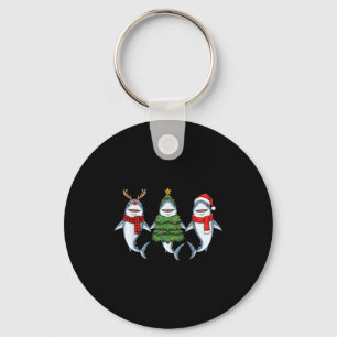 Retro Christmas Shark Santa Reindeer  Key Ring