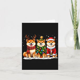 Retro Christmas Shiba Inu Santa Reindeer Dog Lover Card