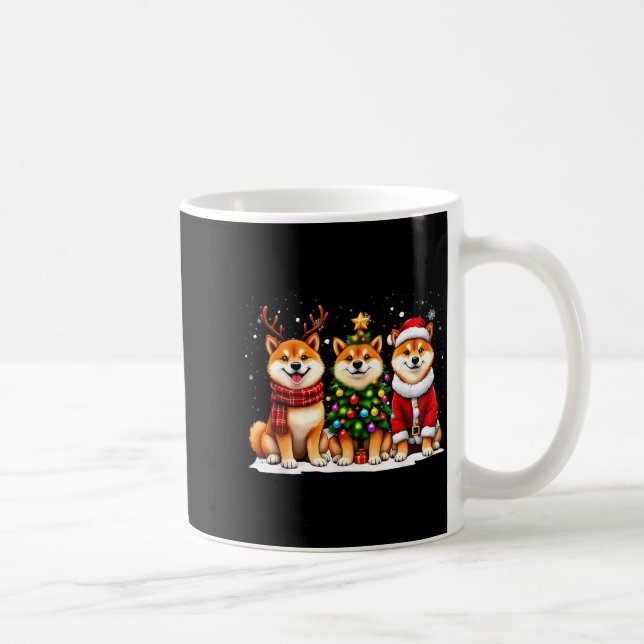 Retro Christmas Shiba Inu Santa Reindeer Dog Lover Coffee Mug (Right)
