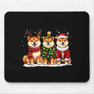 Retro Christmas Shiba Inu Santa Reindeer Dog Lover Mouse Pad