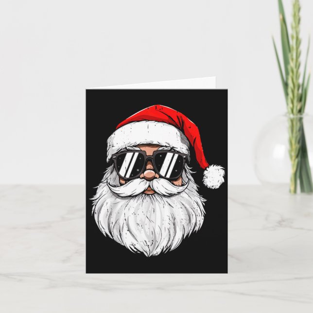 Retro Christmas Shirts Men Boys Santa Face With Su Card (Front)