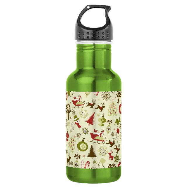 Retro Christmas Sketch Seamless Pattern 532 Ml Water Bottle (Front)