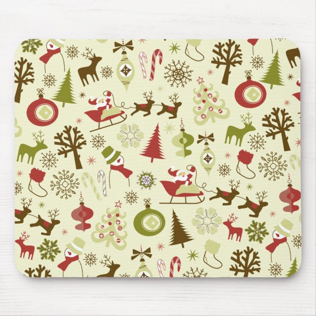 Retro Christmas Sketch Seamless Pattern Mouse Pad (Front)