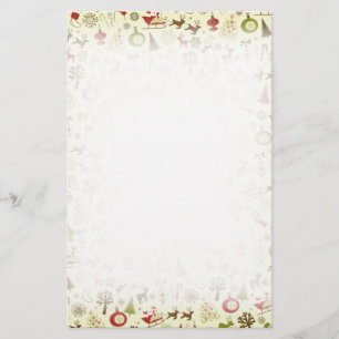 Retro Christmas Sketch Seamless Pattern Stationery
