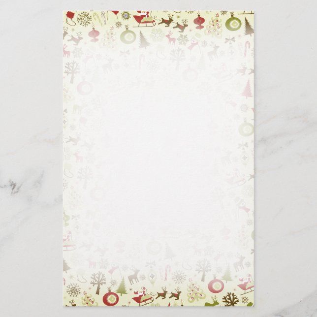 Retro Christmas Sketch Seamless Pattern Stationery (Front)