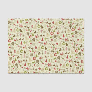 Retro Christmas Sketches Seamless Pattern Tissue Paper