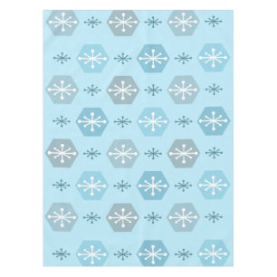 Retro Christmas Snowflakes Baby Blue Tablecloth