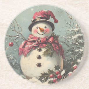 Retro Christmas Snowman Coaster