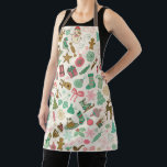 Retro Christmas Snowman Reindeer Doodles Apron<br><div class="desc">A Christmas baking apron with the retro flair of the 1950s! This charming apron takes a playful spin on nostalgia, featuring delightful mint green and pink doodles that transport you straight to a mid-century holiday kitchen. Christmas elements like cheerful snowmen, ice skates, and prancing reindeer, all set against a backdrop...</div>