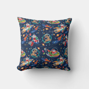 Retro Christmas Space Age Santa Pillow