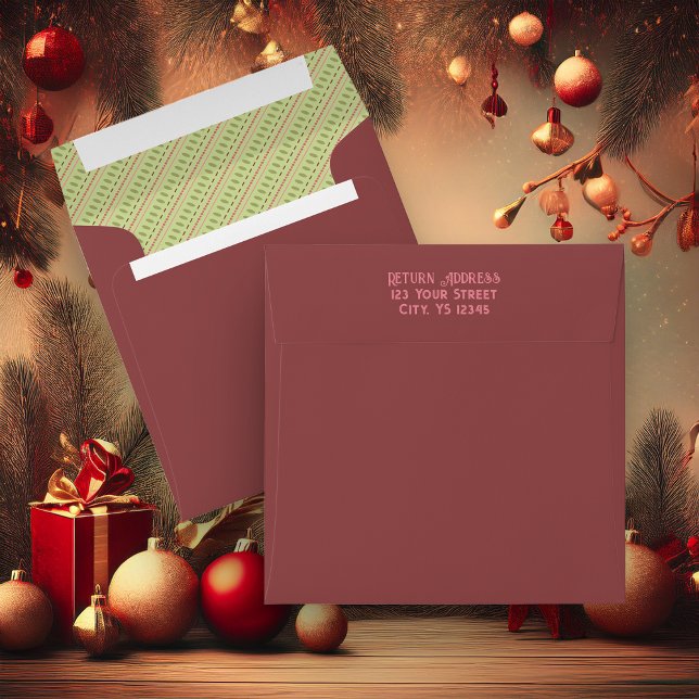 Retro Christmas Square Envelope (Retro Christmas Colors Square Envelope)