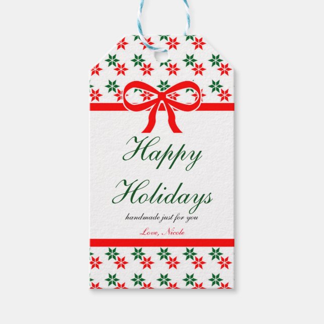 Retro Christmas Star Vintage Holiday Gift Tag (Front)