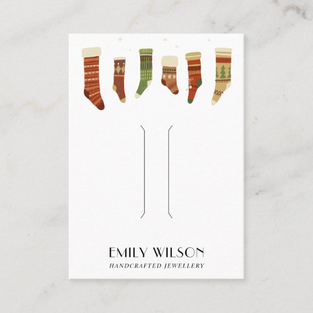 RETRO CHRISTMAS STOCKINGS HAIR CLIP DISPLAY CARD (Front)