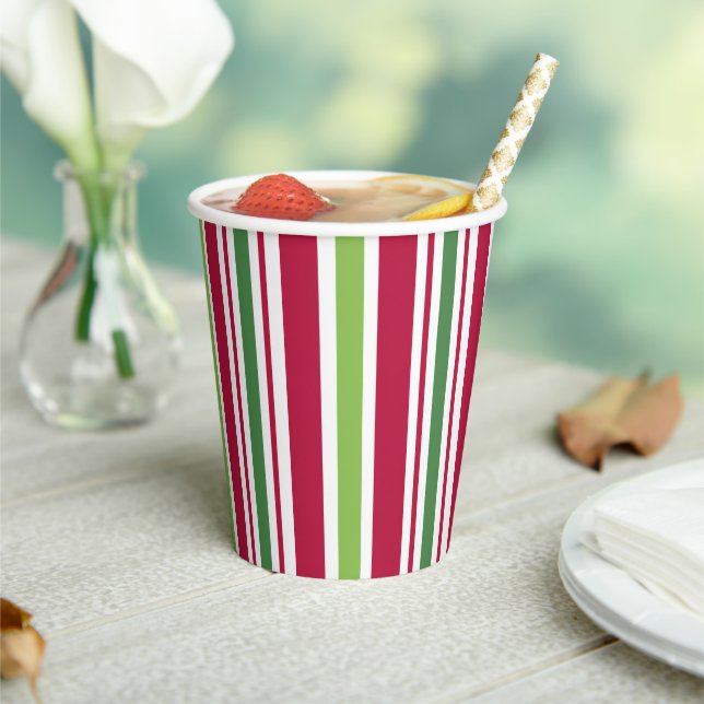 Retro Christmas Stripes Paper Cups  (Insitu)
